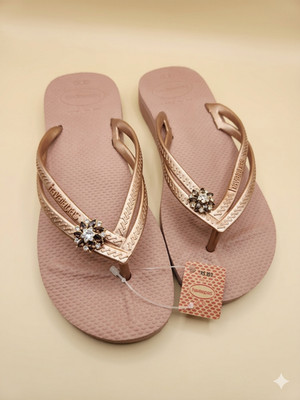 havaianas flip flops rose gold wedge