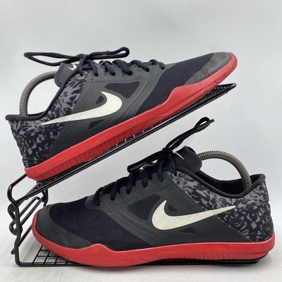 Nike Studio Trainer 2 schwarz rot Leopardenmuster Turnschuhe Größe UK 7 Damen Fitnessstudio Laufen
