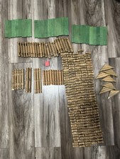 Huge Lot Wooden Vintage Lincoln Logs Green Roof Panels Red Chimney 250 pcs