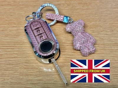 A-LINE PRODUCTS Pink/Silver Bling Diamante Key Remote Cover Case For Fiat 500 Punto + other