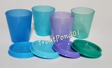 TUPPERWARE Midgets Mini Bowls 2 oz Set 4 Small Cups Blue Lilac Aqua Teal New