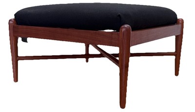 Danish Walnut Wood X-Base Ottoman Bench Lounge Chair Stool Vtg Selig Larsen Mcm