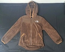 North Face Denali Style Hooded Fleece Jacket Sweater Brown Girls Small