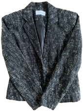 Calvin Klein Women s Black White Textured Button Blazer Size 4P Petite