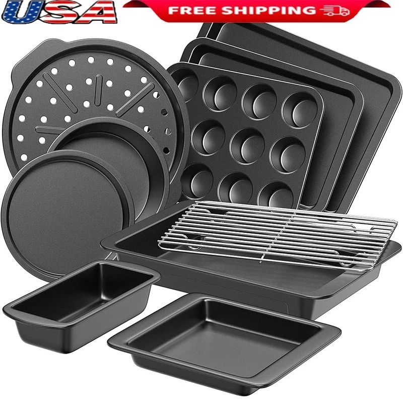 10 Piece Nonstick Bakeware Set Carbon Steel Kitchen Baking Pans Cooking Tools US