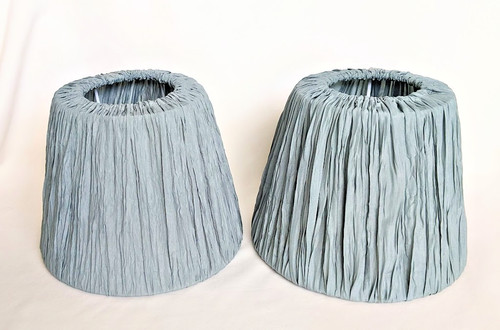 2 IKEA Hemsta Green Lamp Shades Pleated 6” Excellent Condition