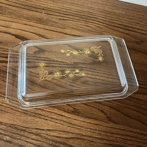 LID ONLY Vintage Pyrex Gold Pine Cone Space Saver Casserole 1960s 550c