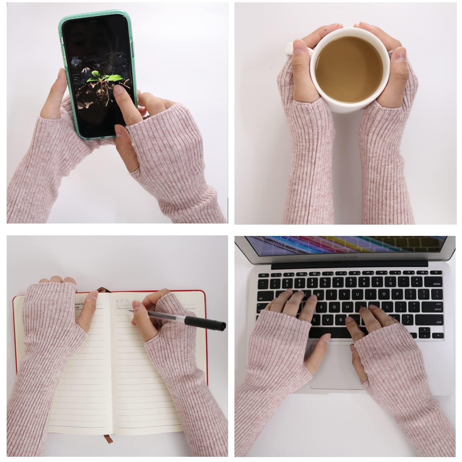 Arm Warmer Women Warm Cashmere Blend Long Fingerless Gloves for Men and Women...