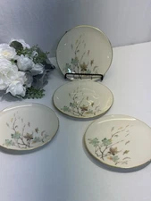 Set Of 4 Vintage Lenox China Westwind X407 Leaves Gold Trim 8” Salad Plates