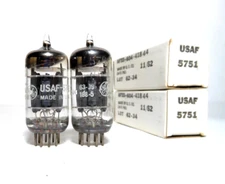 Matched Pair Selected USAF 5751 12AX7WA NOS Triple Mica Tubes Low Noise GE NIB