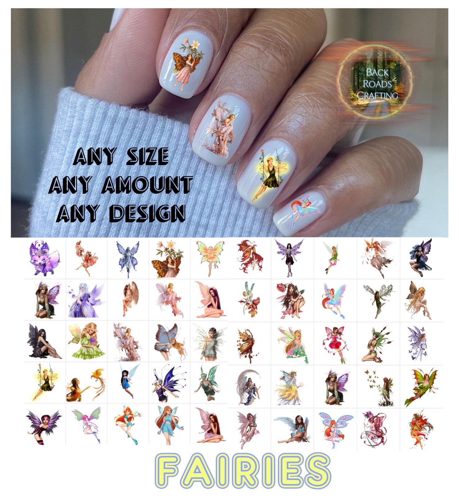 Fairies Waterslide Water Nail Decals Set Of 50  Instructions & Bonus
