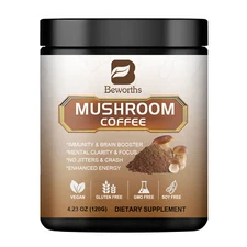 Organic Lions Mane Mushroom Coffee Powder Supports Immunity &  Brain Booster