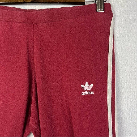 Adidas Bordeaux Crimson Red Tri-Stripe Athletic Pants S thumbnail 4