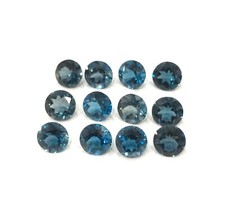 AAA London Blue Topaz Round Cut Faceted Natural Loose Gemstone Making Jewelry