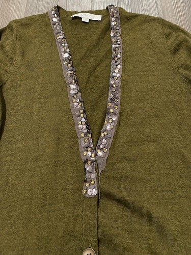 Ann Taylor LOFT Sequin V-Neck Cardigan Sweater Sz Small - Picture 5 of 7