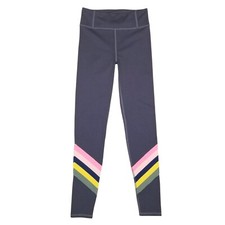 Boden High Waisted Active Leggings Asphalt Gray Diagonal Rainbow Sz 4