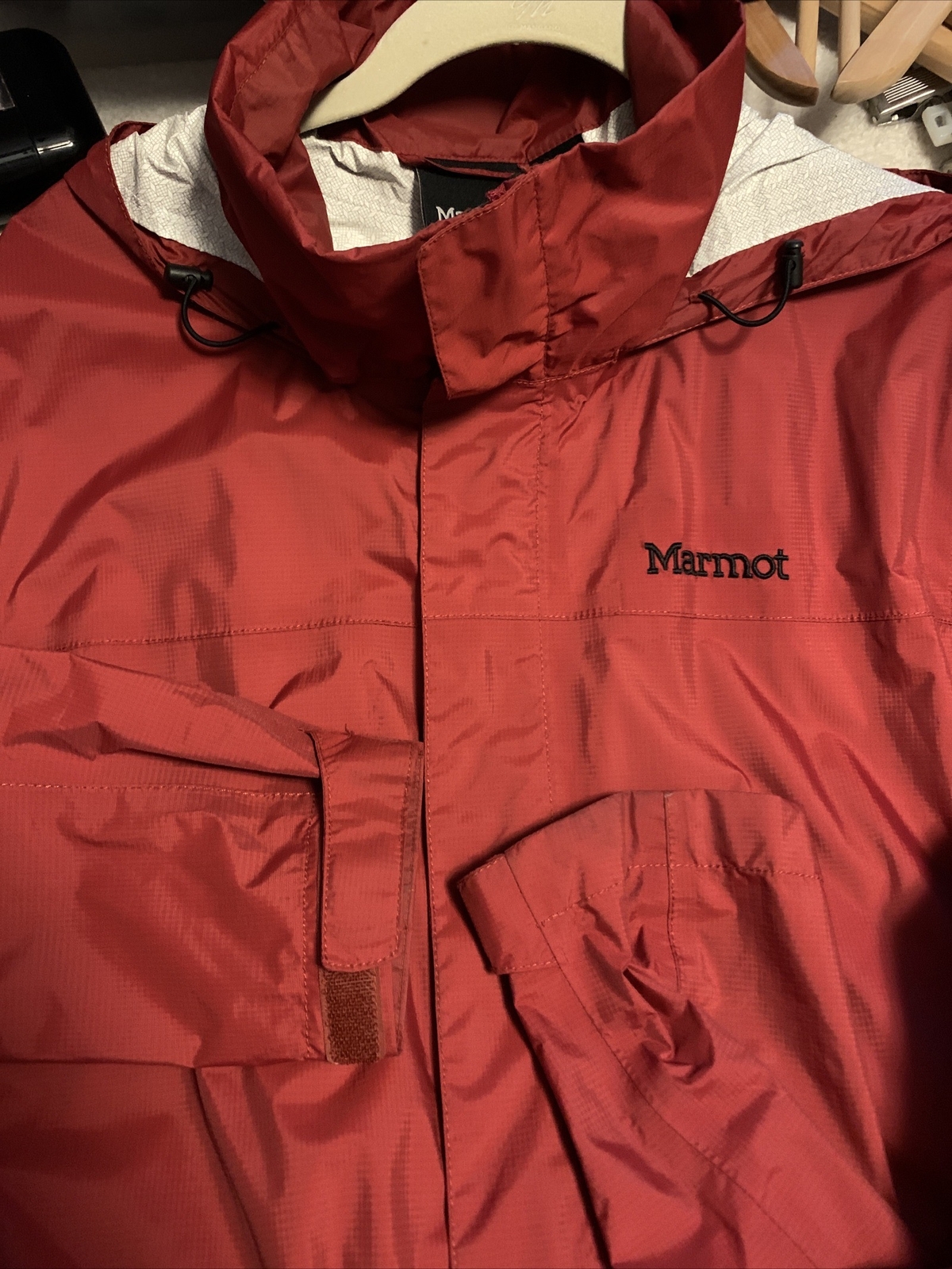 MARMOT Jacket Adult L Nylon Zip Up Hooded Vented Rain Coat Outdoor