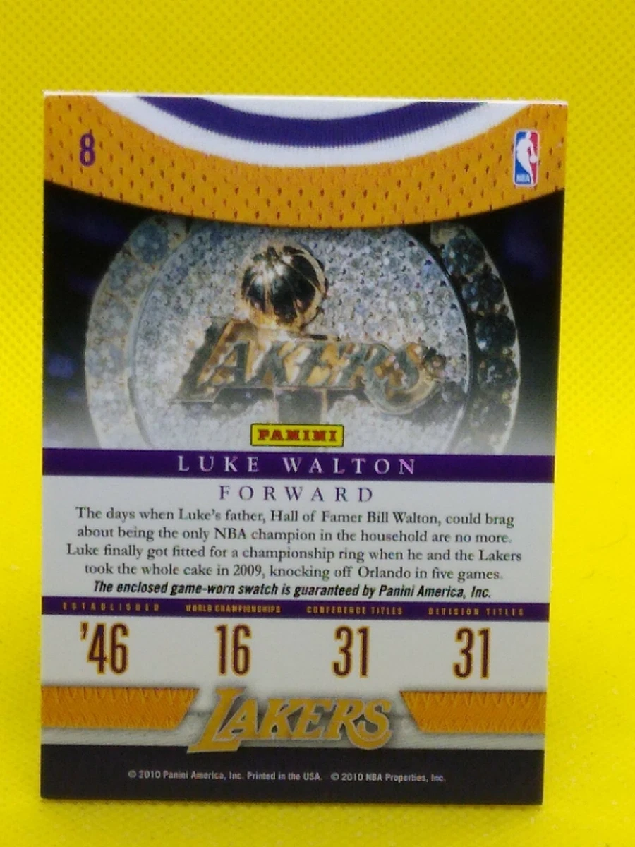 Luke Walton 2009 10 Panini Lakers Legacy JERSEY 8 L.A. Lakers