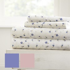 Kaycie Gray Fashion Premium Soft Floral Pattern 4 Piece Bed Sheet Set