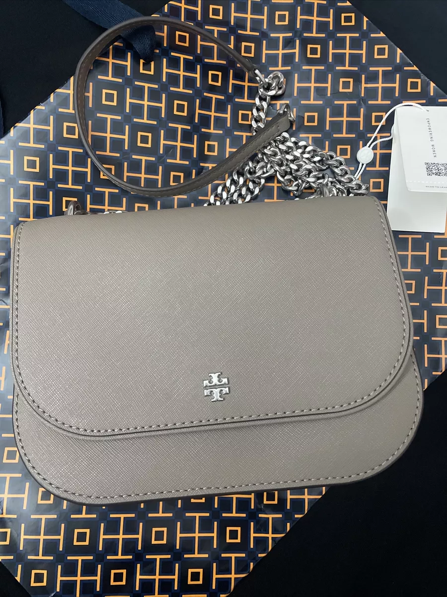 Tory Burch Emerson Envelope Adjustable Shoulder Bag/Crossbody in French  Gray 