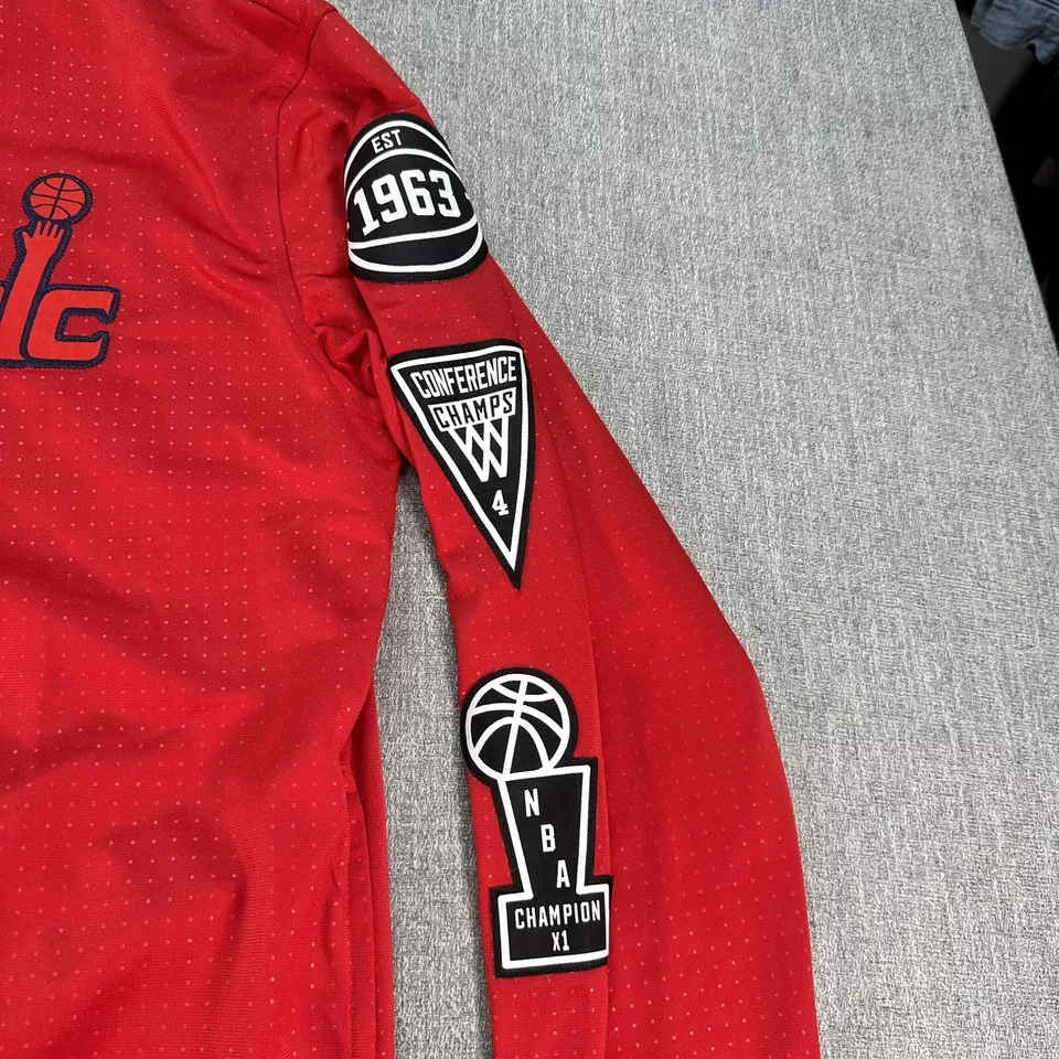 Adidas NBA Washington Wizards Jacket Mens Small Red Full Zip Fleece Warm Up - Image 3 of 4