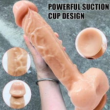 Long Dildo Liquid Silicone Realistic Skin Feeling Huge Penis Suction Big Cock