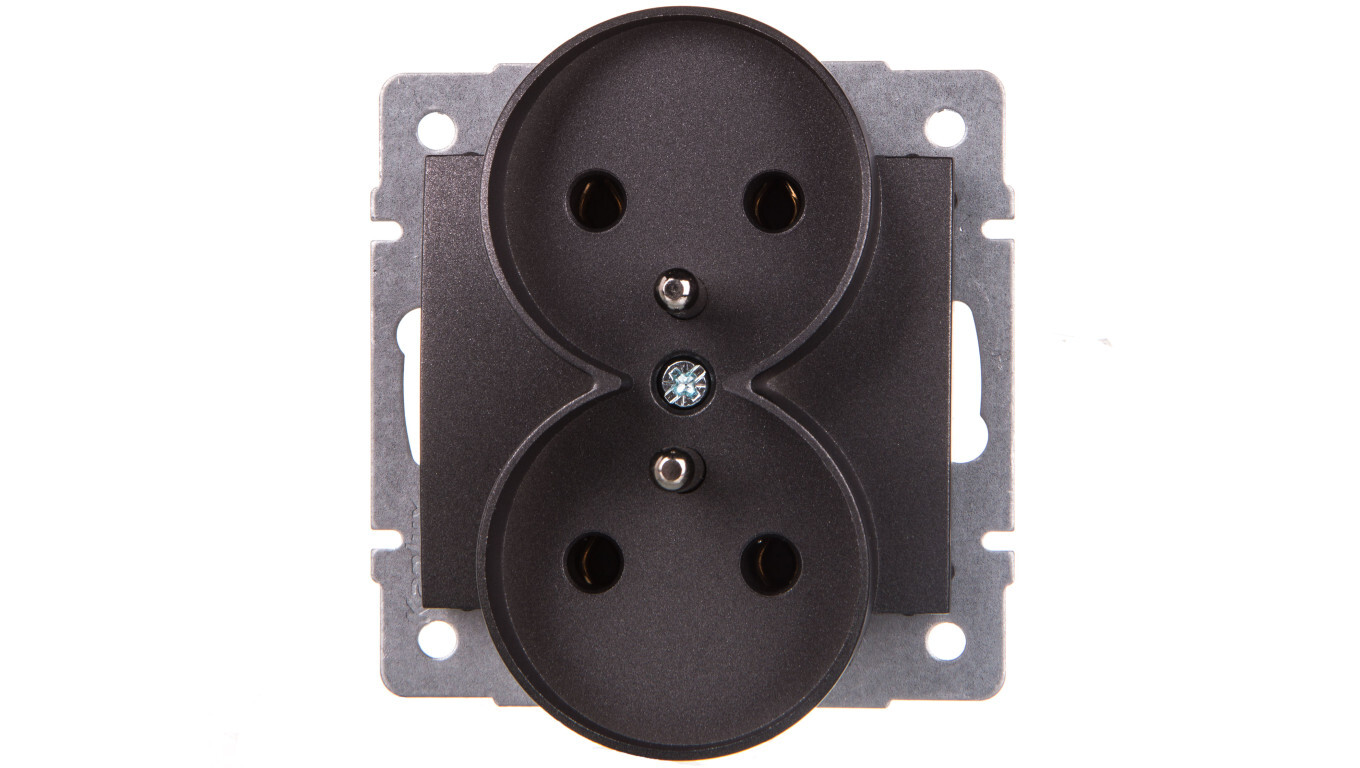 LOGI Double socket with grounding screw Graphite 16A 250V 021253141 25269 /T2UK