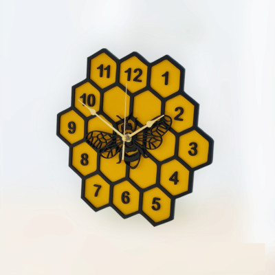 Honigbiene Holz Wanduhr leise nicht tickend Wabe Wandbild Deko Geschenk