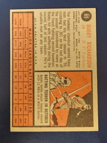 Tarjetas de béisbol Topps 1962 completan el conjunto que elijas #1-109 - Imagen 128 de 216