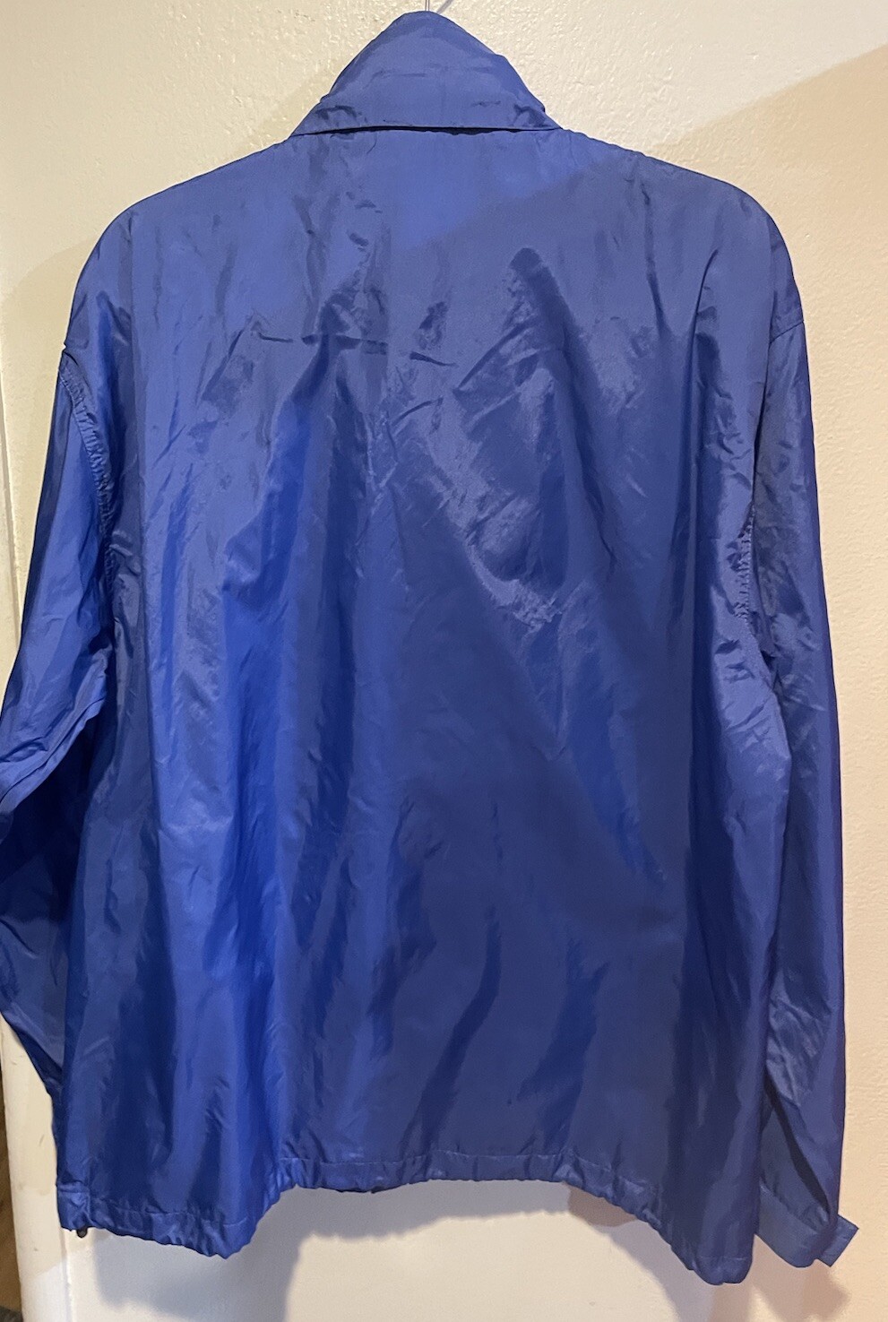 Lands' End Men's Windbreaker Jacket Blue Nylon Zip w/ Hood Size L (42