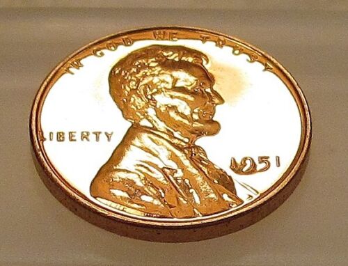 1951 Gem LIGHT CAMEO Proof Wheat Cent EYE CANDY "Blazing Red Beauty"#313 ~ 9