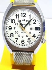 VINTAGE BULOVA  ACCUTRON RAIL ROAD R.R.219 TUNING FORK DATE WATCH STEEL MILITARY