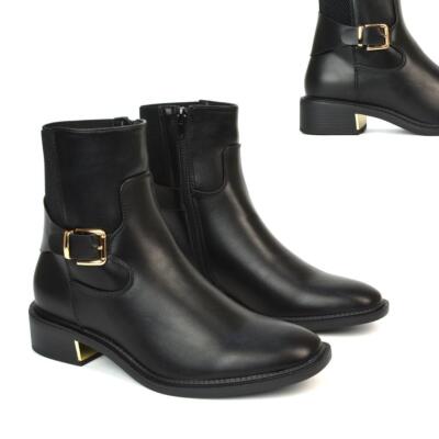 Damen Chelsea Boots Damen schwarz Biker Händler Pixie Stiefelette Größe 3-8
