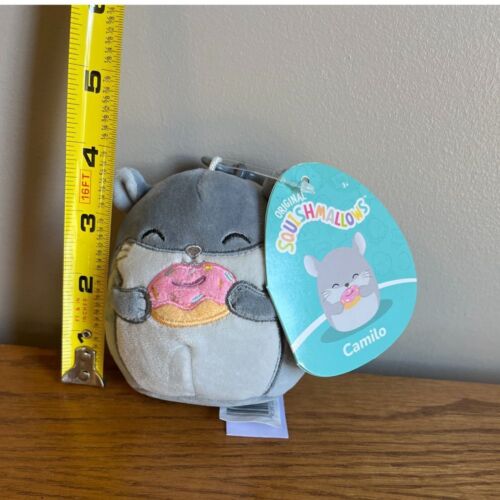 Original Squishmallows Camilo The Chinchilla with Donut 3.5" Mini Plush Clip NWT - Picture 2 of 7
