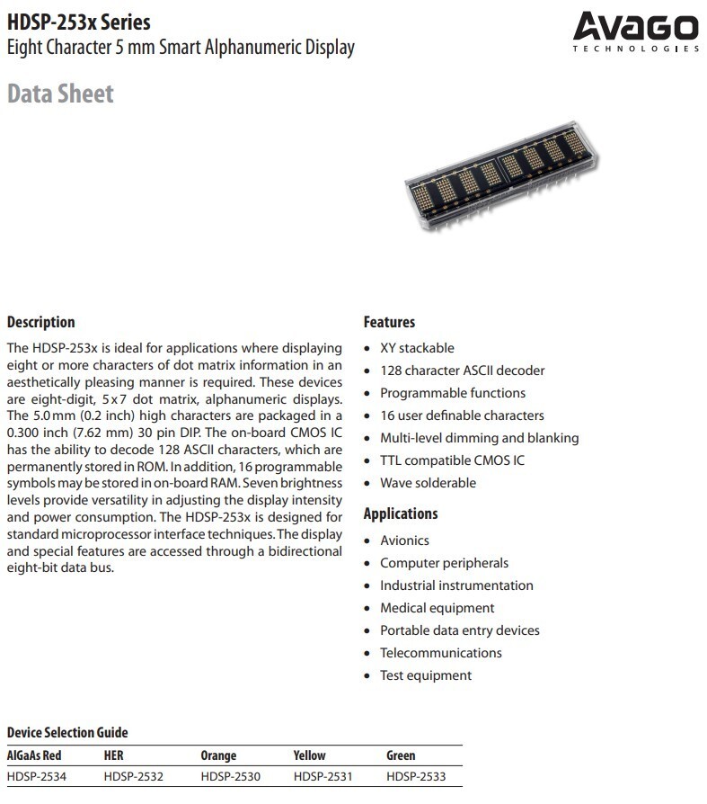 HP QDSP-2536/2540 Orange 8Charactor 3.7mm Collectible Dot