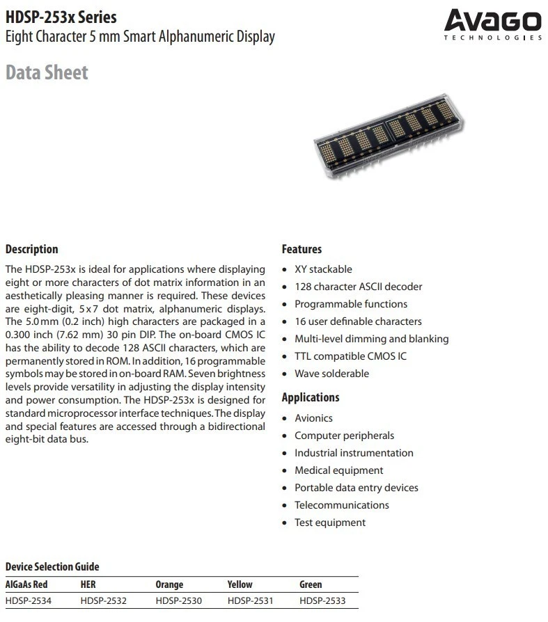 HP QDSP-2536/2540 Orange 8Charactor 3.7mm Collectible Dot-Matrix LED Display New - Image 3 of 4