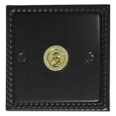 G&H MFB381-PB Monarch Roped Matt Schwarz 1 Gang 2 Wege Kippschalter Lichtschalter