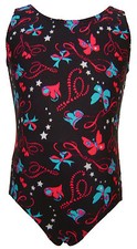 TALENT TALE GIRLS DANCE/ GYMNASTIC PRINTED BLACK TANK LEOTARD