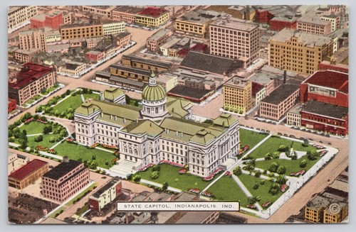 Postcard aerial view, State Capitol, Indianapolis, Indiana
