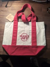 Trader Joes Mini Canvas Red Tote Bag
