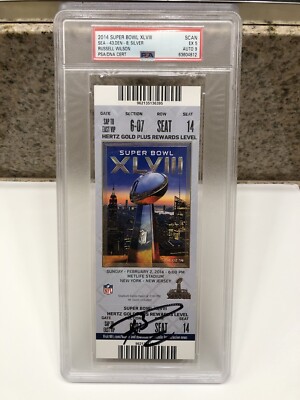 Russell Wilson Signed Super Bowl XLVIII 48 Full Ticket Stub PSA