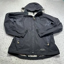 REI Elements E1 Rain Jacket Black Full Zip Waterproof Hooded Womens Size Medium