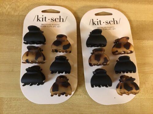 2 New Kit-sch Kitsch Small Claw Clips Set (6 Each) Black/tortoise Tort Shell
