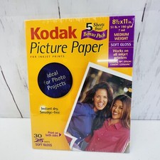 KODAK Picture Paper For Inkjet Printers Soft Gloss 30 Sheets 8.5 x 11 Sealed