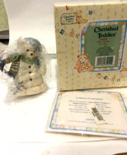 Cherished Teddies 269905 Santa Express Glitter Snow Bear Figurine 1997 DV80