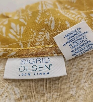 SIGRID OLSEN LINEN WOMENS SZ S Yellow White Print Dress | eBay