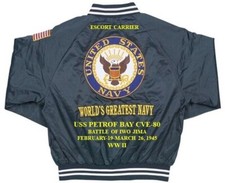 GIACCA IN RASO RICAMATA USS PETROF BAY CVE-80 *BATTLE IWO JIMA 1945 (SOLO RETRO)