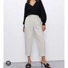 Babaton Modesto pants in white with black stripes, Size 4
