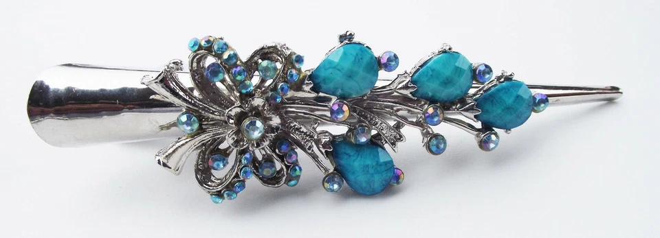 ВДОХНОВЛЕННЫЙ ДИЗАЙНЕРОМ СИНИЙ КРАСНЫЙ ИЛИ ЧЕРНЫЙ КРИСТАЛЛ АКРИЛОВОЕ СЕРЕБРО ЗАКОЛКА КОГОТЬ НОВЫЙ - Изображение 2 из 4