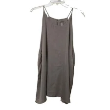 H&M Gray Satin Sleeveless Blouse Womens Size Extra Large XL Flowy Minimalist